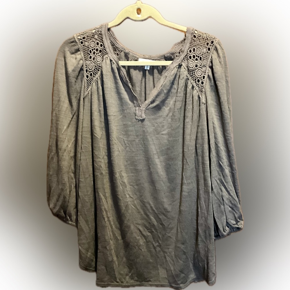 MAX STUDIO Size 1X Women’s Boho Lace Detail Shirt
